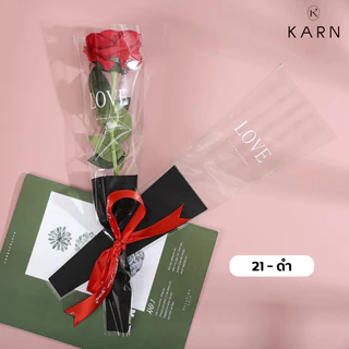(50ชิ้น) ซองใสใส่ดอกไม้ 1 ดอก LOVE YOU รูปคลื่น หลากสี ขนาด12.5+4*45 วาเลนไทน์ พร้อมส่ง