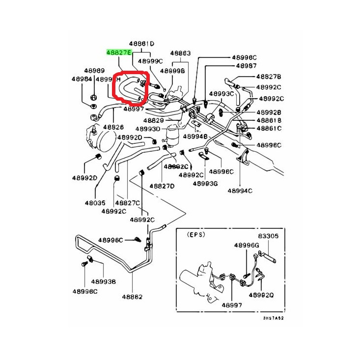ท่อเพาเวอร์ MITSUBISHI GALANT E54 E55 E64 E65 E74 E75 1992-1996 6A11 1.8 4G63 6A12 2.0