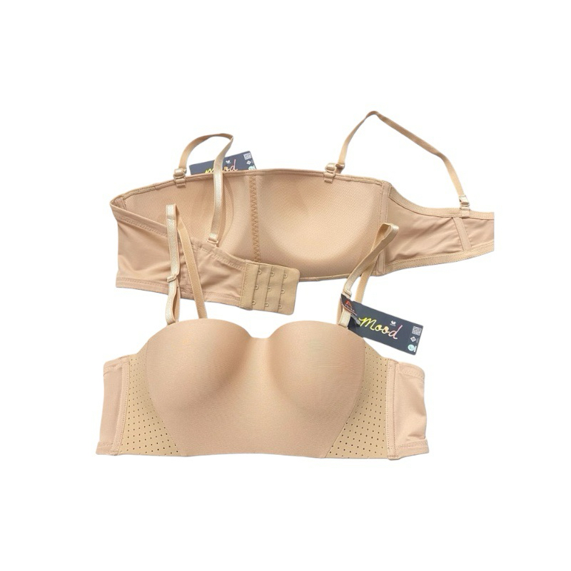 💢บราเกาะอก วาโก้ Wacoal Mood รุ่น MM1F04 size B80/36B  สีเนื้อ  บราไร้โครง ทรงสวย 3ตะขอ เก็บข้างดีมา