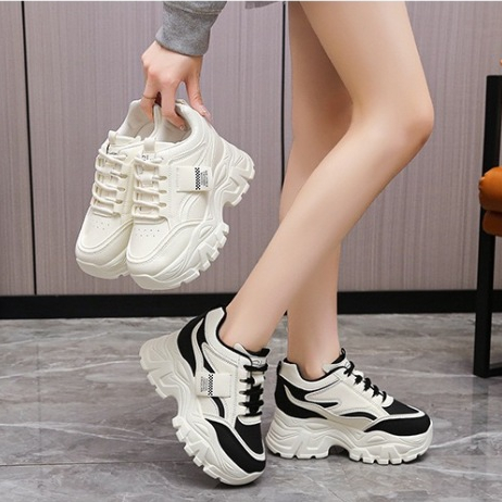 Hellomyshoes G20 รองเท้าผ้าใบแฟชั่นเกาหลี สุดน่ารัก ทนทาน แข็งแรง หนังนิ่ม พร้อมส่งจากไทย เสริมสูง 9 CM.