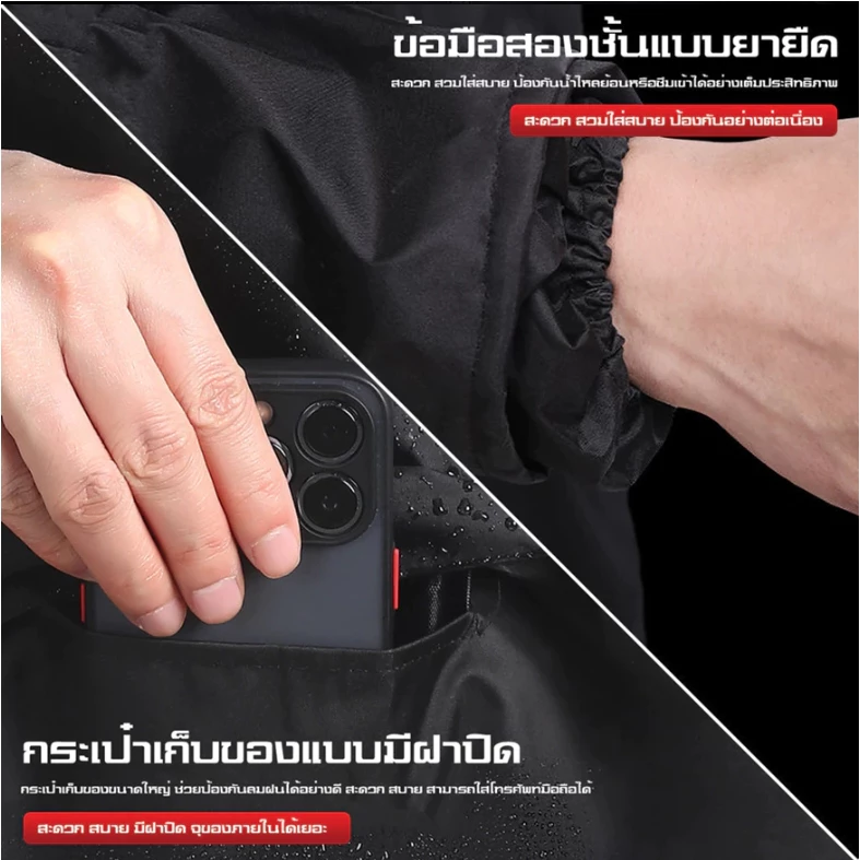 🔥พร้อมส่ง🔥เสื้อกันฝน กันน้ำสำหรับผู้ชายรถจักรยานยนต์สำหรับผู้ใหญ่เสื้อกันฝน thumbnail 7