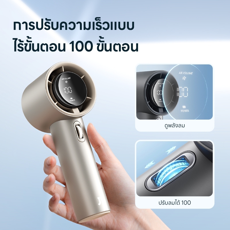 [2025รุ่นอัพเกรด] พัดลมมือถือ พัดลมเทอร์โบพกพา พัดลมมินิ ลมแรงมาก ปรับได้7ระดับ จอแสดงผลLED แบตอึด น้ำหนักเบา พกพาสะดวก