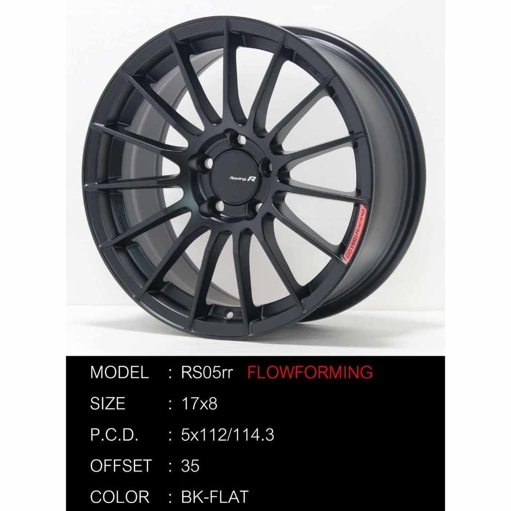 ล้อแม็กซ์ FLOW FORMING TK RS05RR สีดำด้าน 8x17นิ้ว 5รู112/114.3 ET35 [21995]