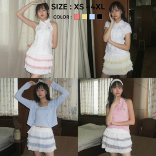 Bemingskirt065(XS-4XL)-Candy Frill Skirt – กระโปรงชั้นๆ ลายร…