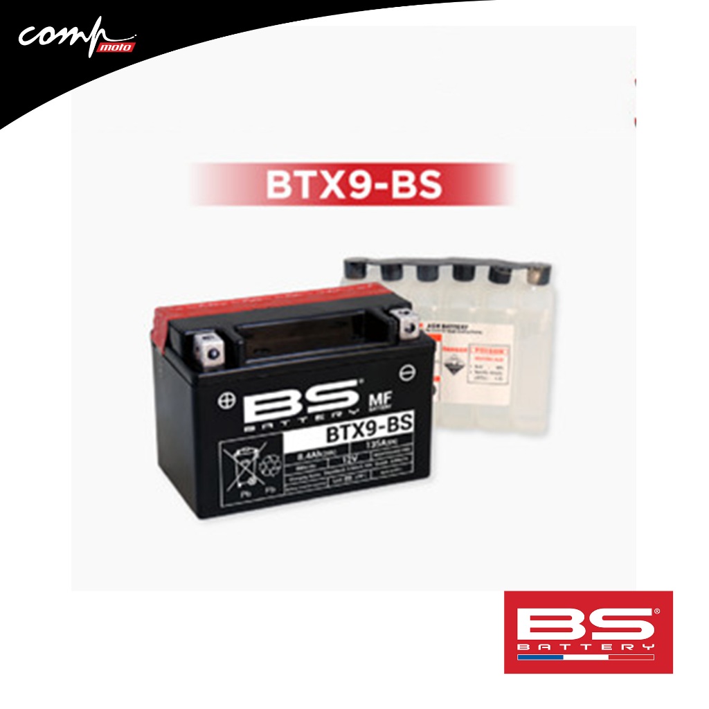 BS Battery MF BTX9-BS  แบตเตอรี่มอเตอร์ไซค์ ขนาด 8.4 แอมป์