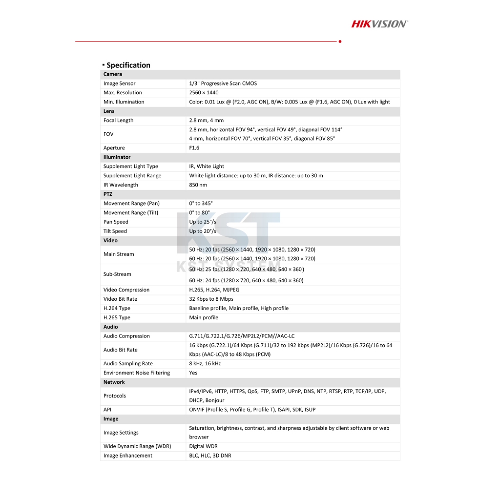 DS-2DE2C400MWG-E (เลือกเลนส์-Adapterในตัว) กล้องวงจรปิด Hikvision Smart Hybrid Light PT IPC 4MP PoE