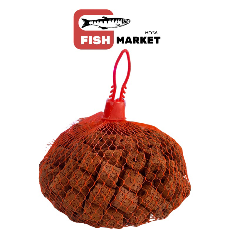 หินเซรามิกริงค์ สีส้ม พร้อมถุงตาข่าย อุปกรณ์กรอง 1kg.