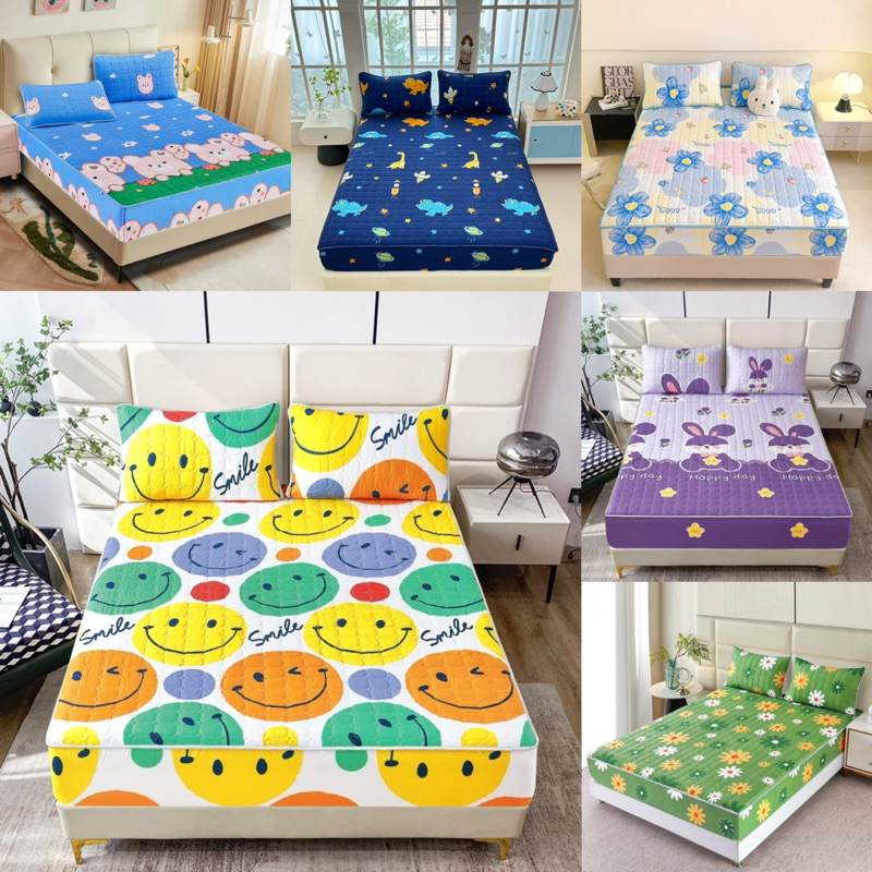 ผ้าปูที่นอนเสริมใยนุ่ม  เนื้อผ้า3ชั้น ลายสวยๆ