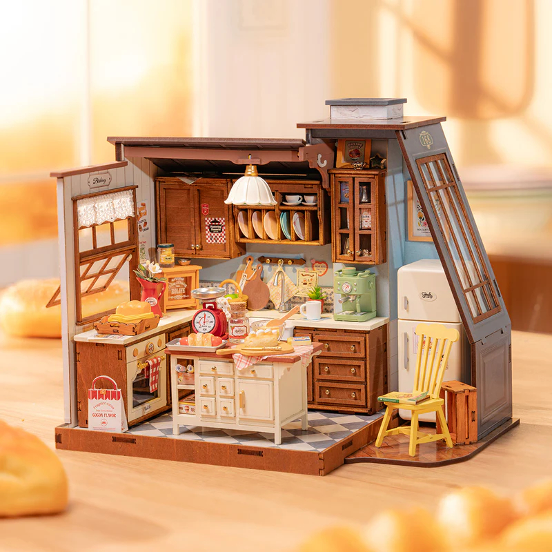 ส่งด่วน กทม. 🧈 Baking Kitchen บ้านตุ๊กตา DIY ประกอบเอง เปิดไฟได้ ต่อสนุก ไม่ใช้กาว Rolife DG172