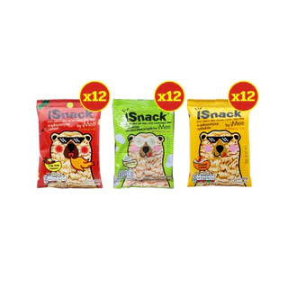 [ 1แพ็ค ] Isnack ไอสแน็ค บะหมี่กรอบปรุงรส ขนาด 30 กรัม x 12 ซอง (1แพ็ค)ทุกรสชาติ