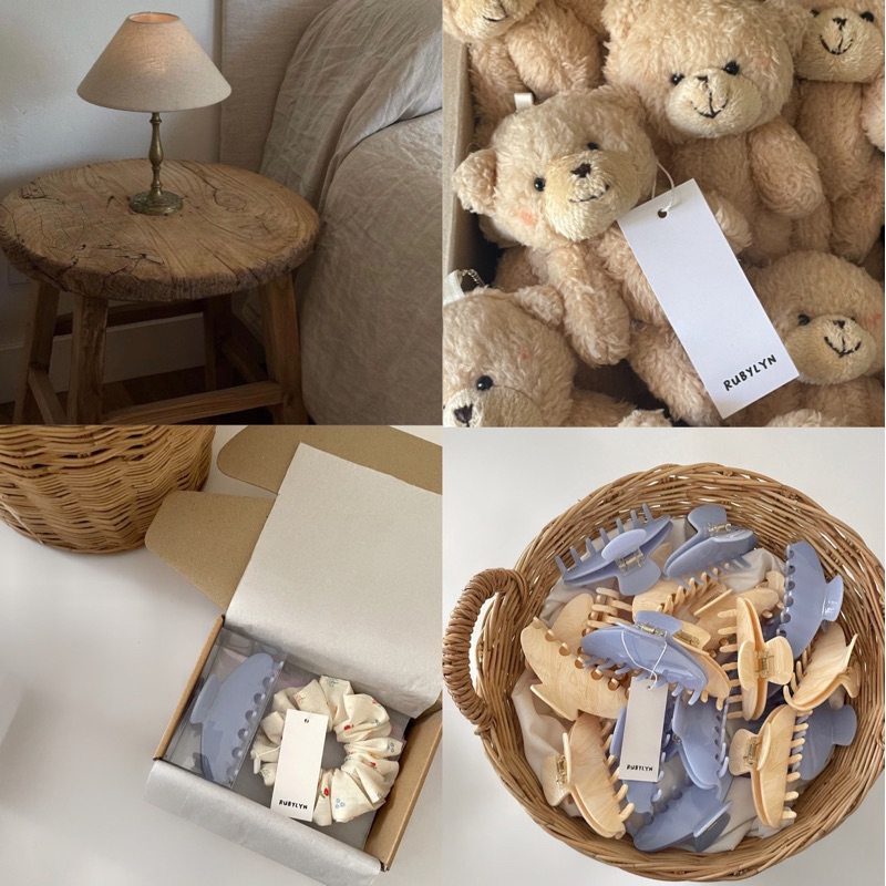 box set hair clip with scrunchies - box set hair clip with teddy bear keychain