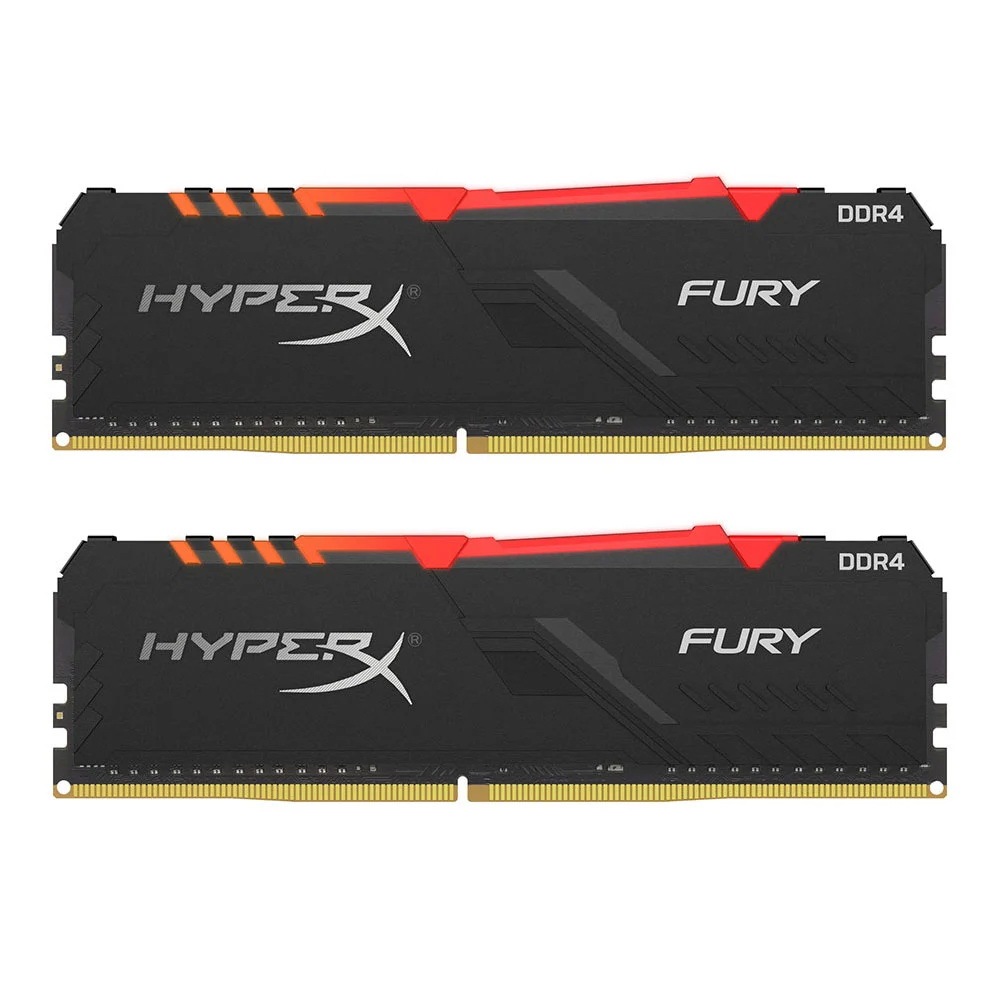แรม RAM DDR4/3200 64GB KINGSTON HYPER-X FURY RGB (32GBx2) 64GB BUS3200 ประกัน LT