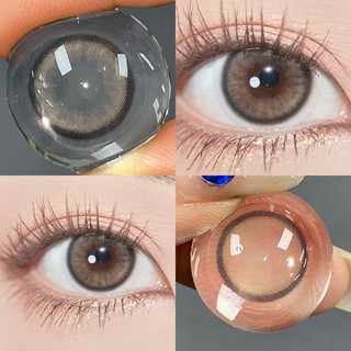 Midroo【COD】-100°-600° สายตาสั้น ตาประกาย Pudding Grey/Pink เลนส์หวานๆ รายเดือน 1คู่- 14.2mm Monthly Replace