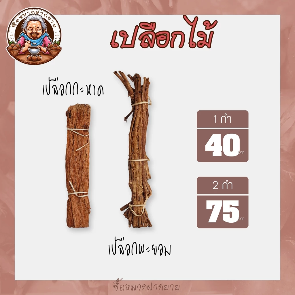 เปลือกไม้ เปลือกกะหาด เปลือกพะยอม หมากคนแก่ ซื้อหมากฝากยาย
