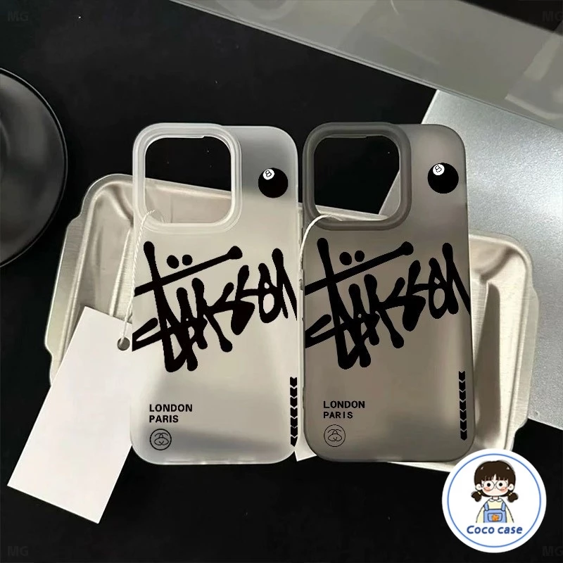 แฟชั่น ฝาครอบโทรศัพท์นุ่ม สีดำและสีขาวคว่ำตะขอ For iPhone 11 13 15 เคส ไอโฟน12 14 ProMax 7 8Plus X XR XSMaxกันกระ IP17