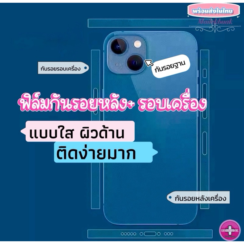 ฟิล์มกันรอยหลังรอบตัว ใสผิวด้าน ไม่มีลาย