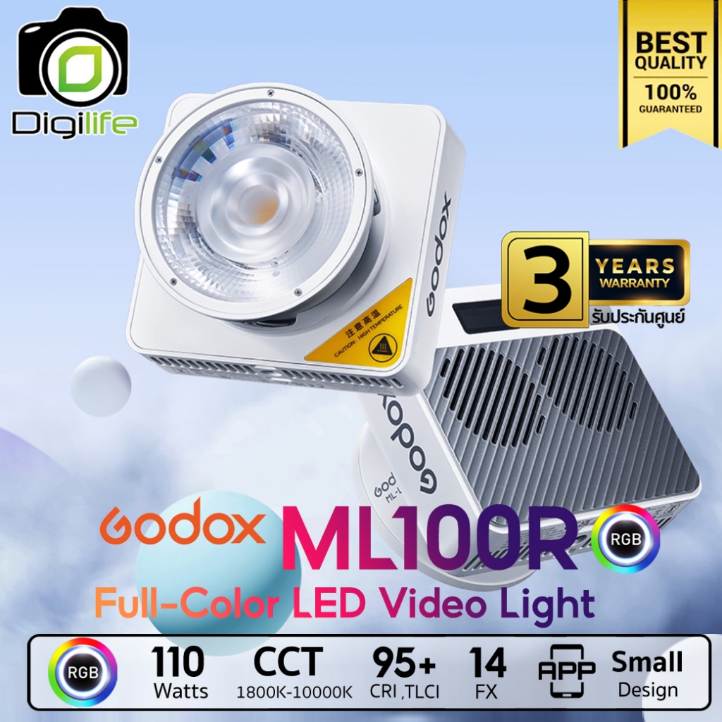 Godox LED ML100R - Portable LED - 110W, RGB, CCT 1800-10000K ( ML-GB, AD-S65S, AD-S85S, ML-SP-36) Godox Mount / Digilife