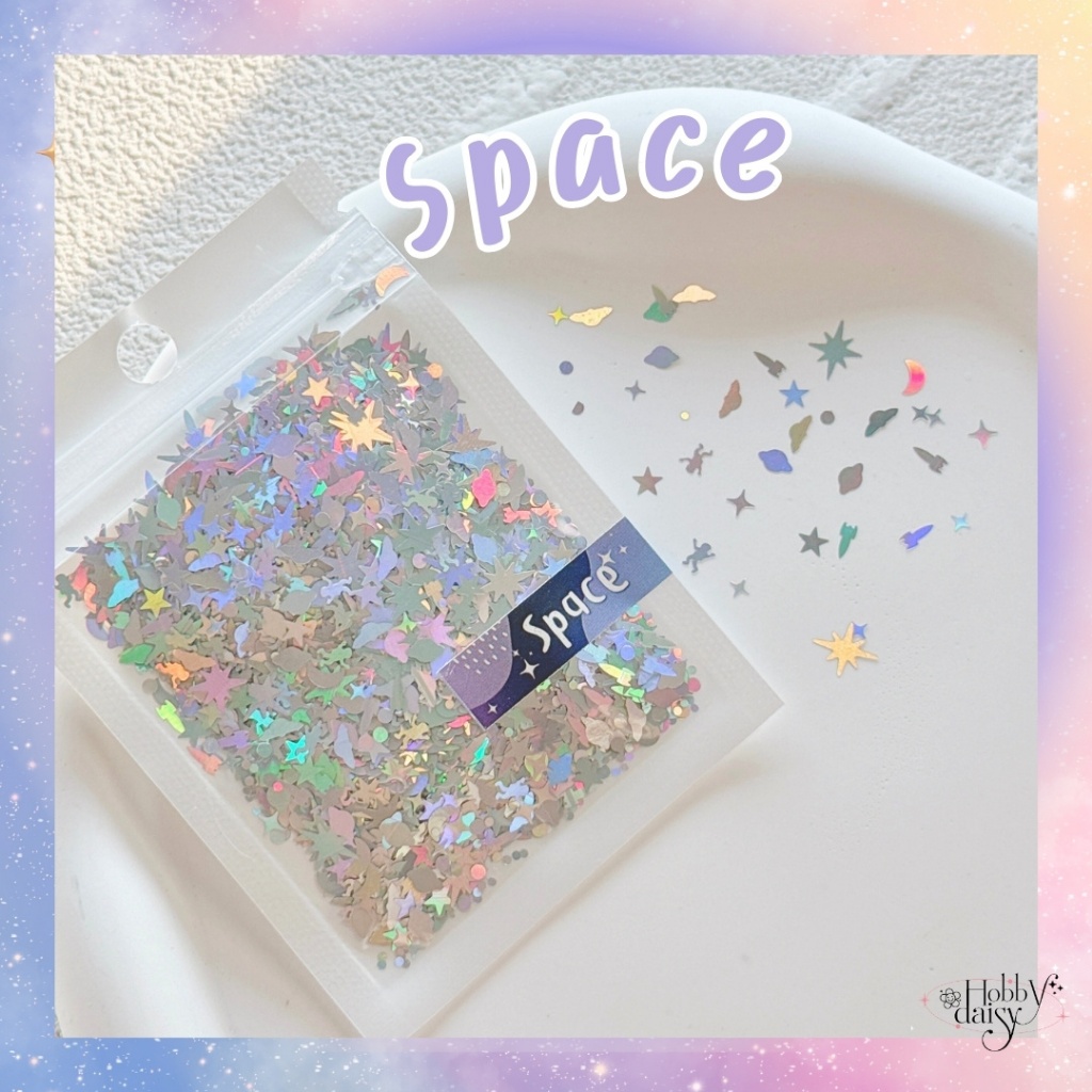 Space Glitter กลิตเตอร์ธีมลายอวกาศ ดาว ยานอวกาศ สำหรับตกแต่ง DIY