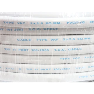 5-10 เมตร) STR สายไฟ VAF 2 × 2.5 sq.mm 23A 300/500V ทองแดงแท้ มอก.11-2553 หุ้มฉนวน 2 ชั้น ทนร้อน เดินลอย เดินท่อ เดินราง