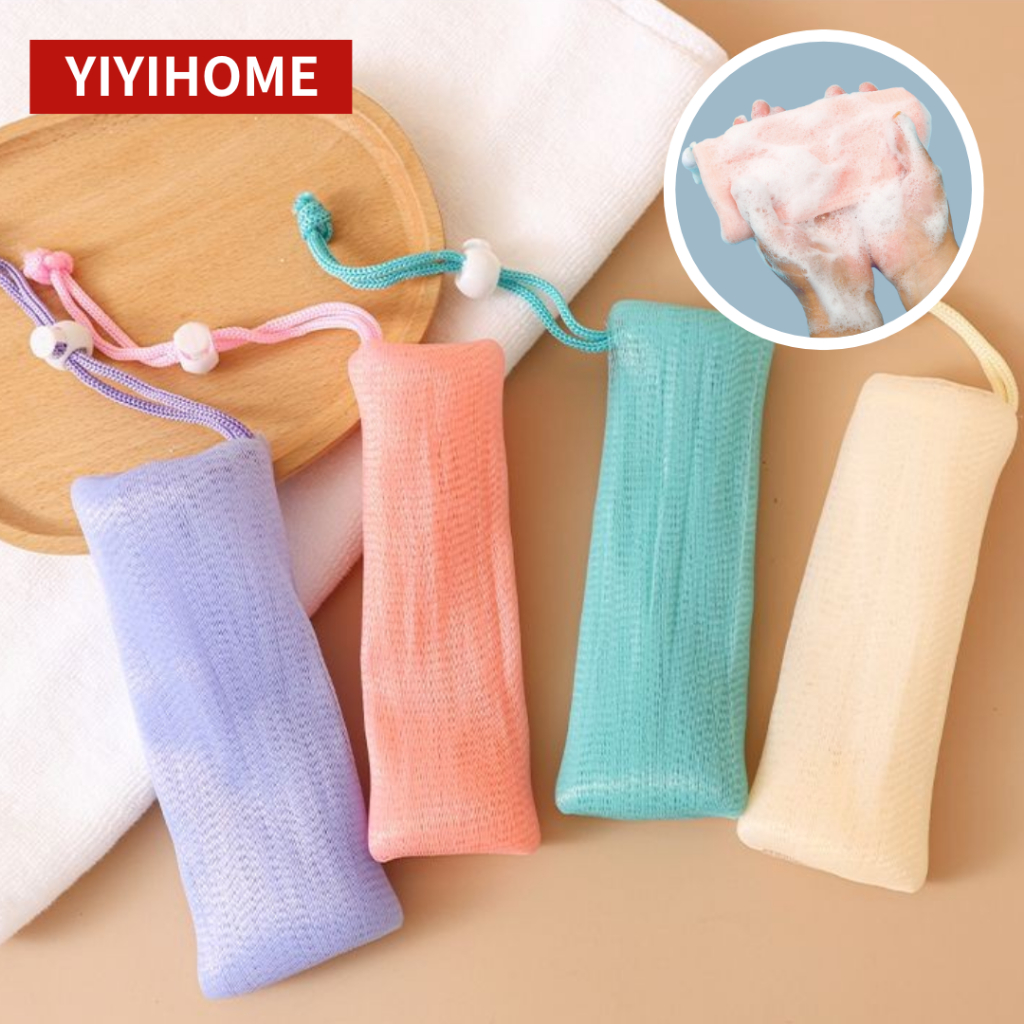 YIYIHOME ถุงสบู่  ถุงตาข่าย ประหยัดสบู่  ช่วยตีฟองได้ง่าย  ฟองหนาแน่น  เครื่องมือทําความสะอาด ใบหน้า ร่างกาย