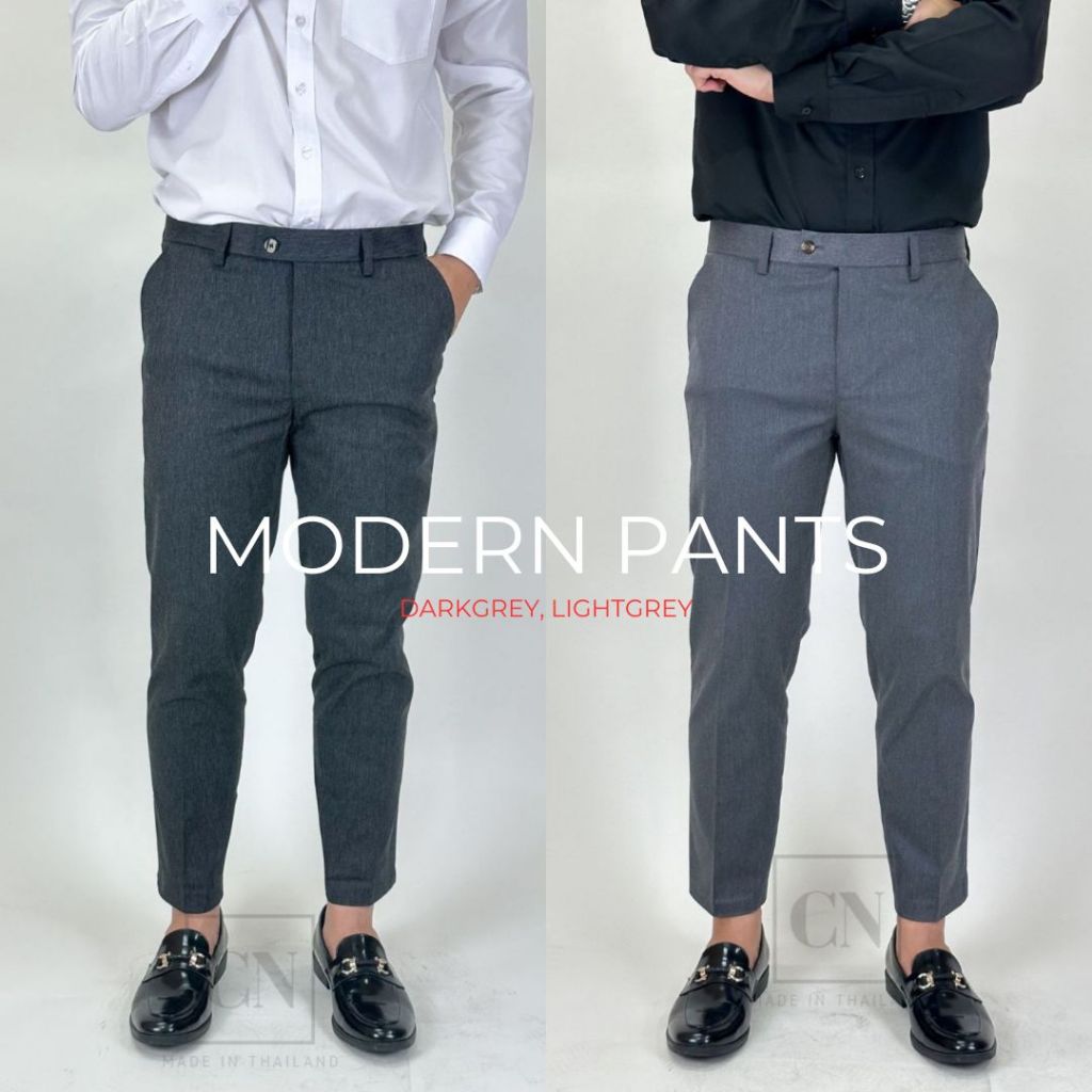 MODERN PANTS กางเกงสแล็คขาเต่อ ผ้ายืดมีลายในตัว