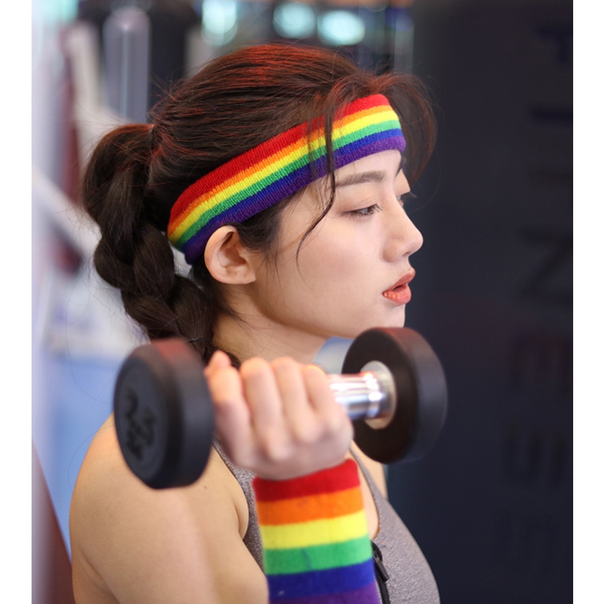 ผ้าโพกหัว LGBT ผ้าโพกหัวสีรุ้ง ผ้าโผกผมสีสายรุ้ง คาดผมหรือมัดได้ Pride month