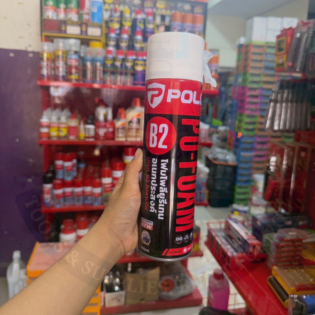 POLO PU-FOAM สเปรย์ PU โฟม โฟมโพลียูรีเทน  อเนกประสงค์ เกรด B2 ไม่ลามไฟ 500Ml