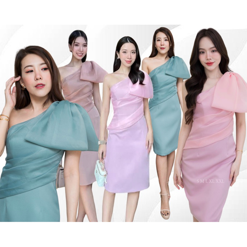 เดรสสั้นออกงานแต่งโบว์สวยหรู 316