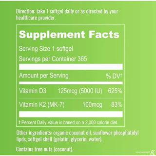 Upnourish Liposomal Vitamin D3 K2 MK7 365 Softgels