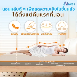 Aiwees ที่นอน ที่นอนเมมโมรี่โฟม 8 นิ้ว 3.5 ฟุต/5ฟุต/6ฟุต ฟองน้ำความหนาแน่นสูง เตียงเดี่ยว นุ่มสบาย ทนทาน ไม่ยุบตัวง่าย