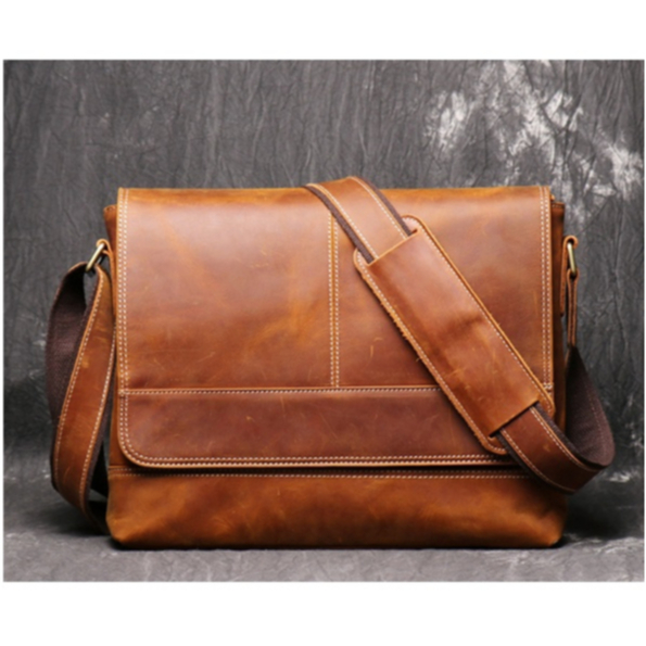 กระเป๋าสะพายผู้ชาย หนังแท้ หนังวัวแท้ Leatherbag ใส่เอกสาร วินเทจ รุ่น TA01