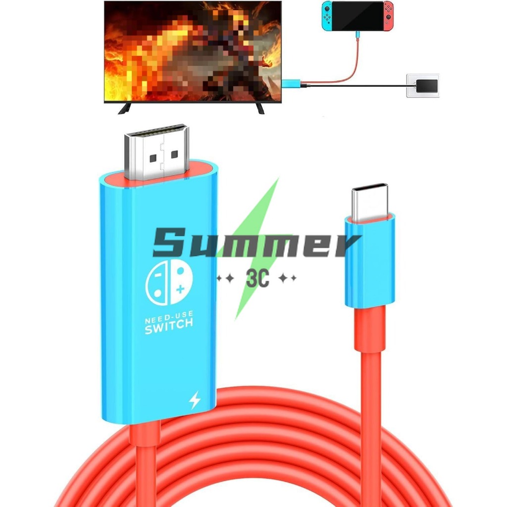 สายเคเบิล USB C ถึง HDMI 4K@30Hz สำหรับ Nintendo Switch NS/OLED/Steam Deck/ROG Ally Portable สายเคเบิล USB-C ถึง HDMI