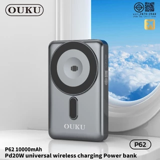 แบตสำรองชาร์จเร็ว OUKU P62 10000mAh สายชาร์จในตัว มีขาตั้งชาร์จ รองรับการชาร์จไร้สายมือถือ Smart watch