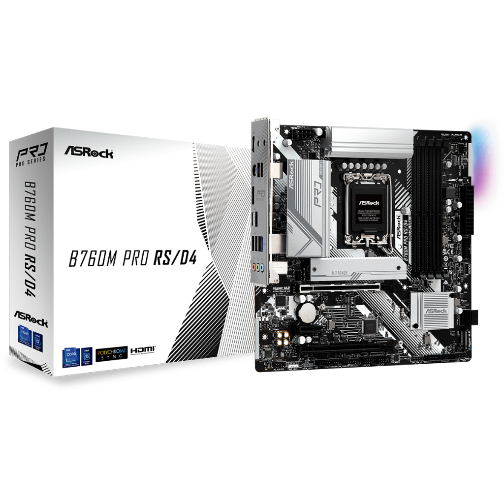 MAINBOARD (เมนบอร์ด) 1700 ASROCK B760M PRO RS/D4 (DDR4) ประกันศูนย์ไทย พร้อมส่ง
