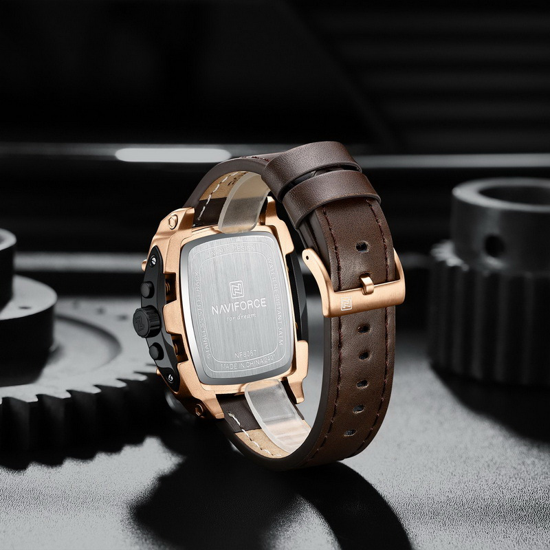Naviforce นาฬิกาข้อมือผู้ชาย สปอร์ตแฟชั่น NF8067 ตัวเรือนทรงถังเบียร์ หน้าปัดโคโนกราฟ สายหนัง กันน้ำ ระบบอนาล็อก - รูปที่ 3