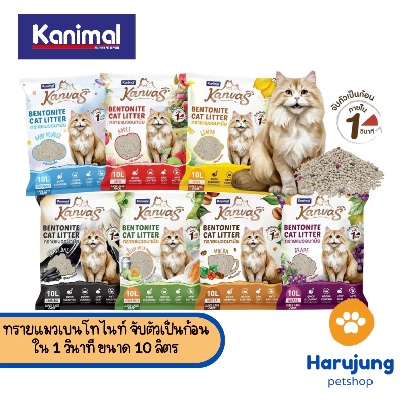 [10 L.] Kanimal Kanvas Bentonite Cat Litter คานิมอล ทรายแมวเบนโทไนท์ จับตัวเป็นก้อนภายใน 1 วินาที
