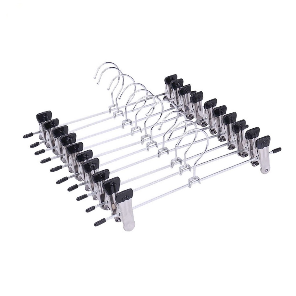 ไม้แขวนแบบหนีบ ไม้แขวนเสื้อ สแตนเลส 5ชิ้น 10ชิ้น 20ชิ้น 30ชิ้น 40ชิ้น pant clip rack ไม้แขวนกางเกง ไม้แขวนกระโปรง ปรับระ