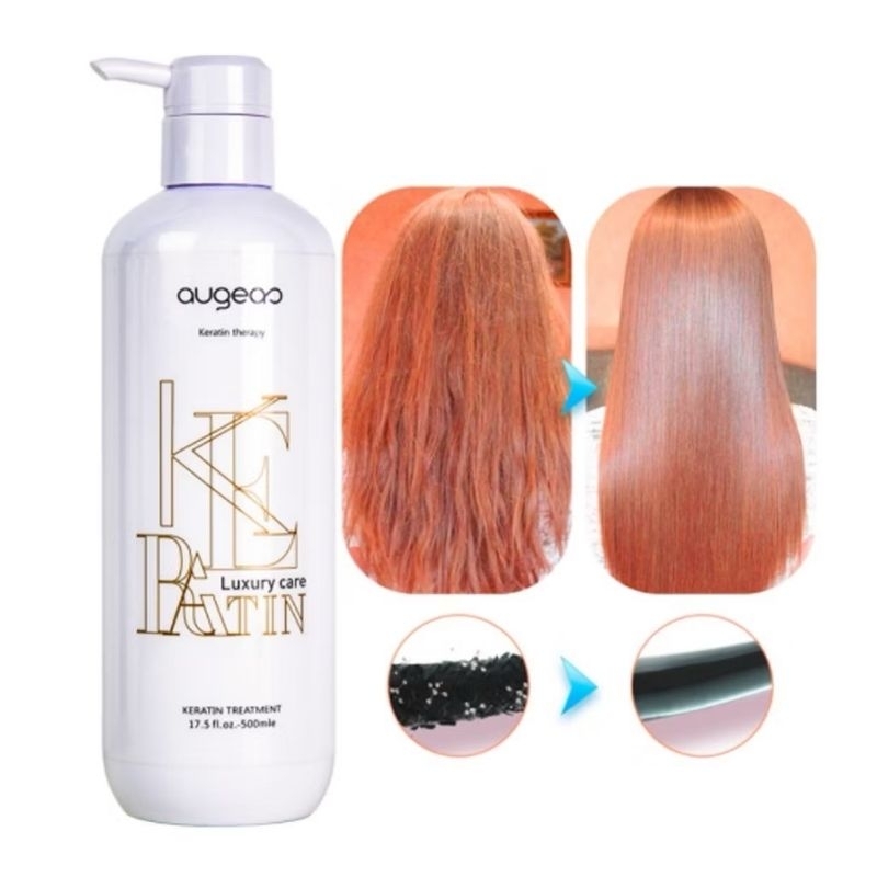 Augeas keratin treatment 500ml.เคราตินจากโปรตีนธรรมชาติ ซ่อมแซมและปกป้องผมแห้งเสียจากการทำเคมี