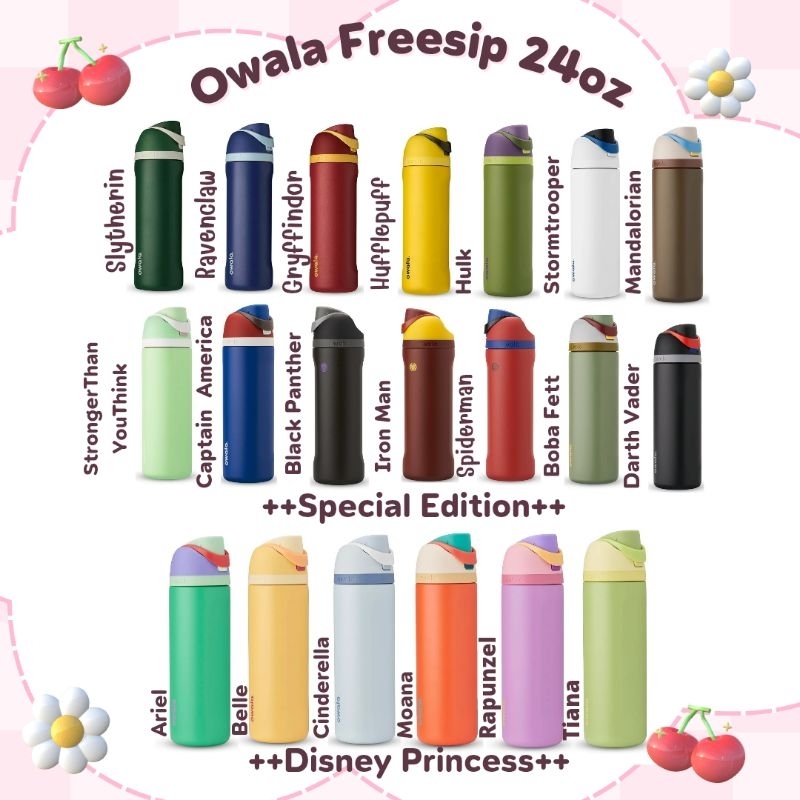 Owala FreeSip Special Edition ขวดน้ำสแตนเลสสกรีนลาย (Disney Princess/Wicked) 24oz & 32oz