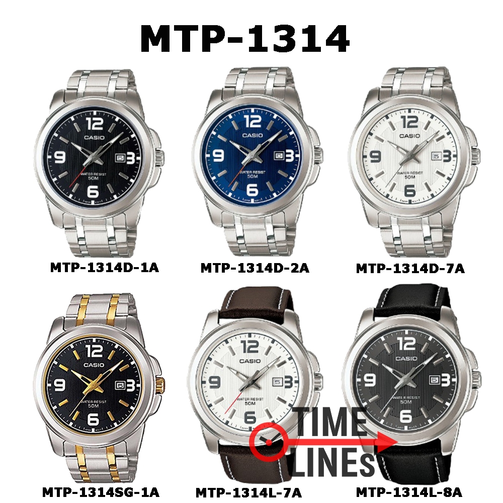 !!ประกัน1ปีและกล่อง CMG!! CASIO รุ่น MTP-1314D MTP-1314SG นาฬิกาผู้ชาย สายสแตนเลสขนาดใหญ่ แสดงวันที่