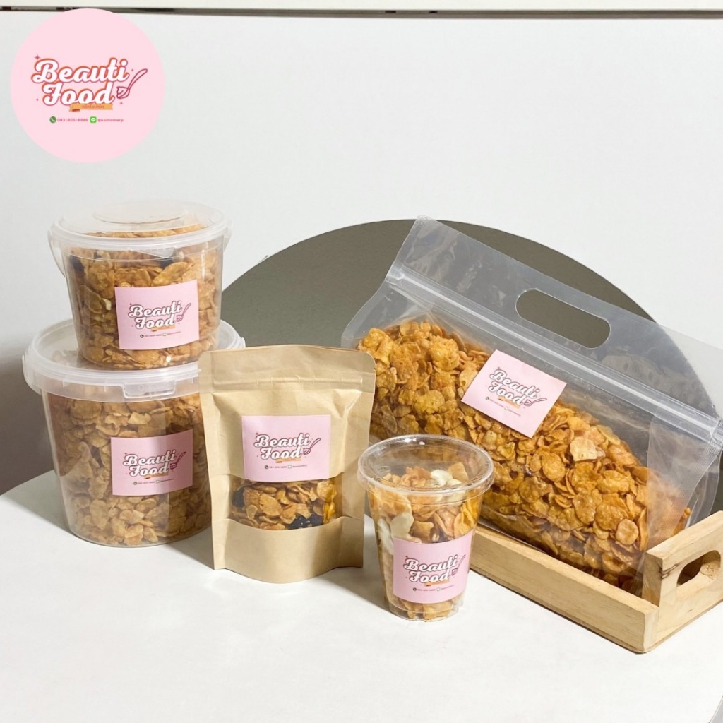 คอนเฟลคคาราเมล ใช้เนยแท้100% สูตรหวานน้อย ( ขนาด 15-40g. )