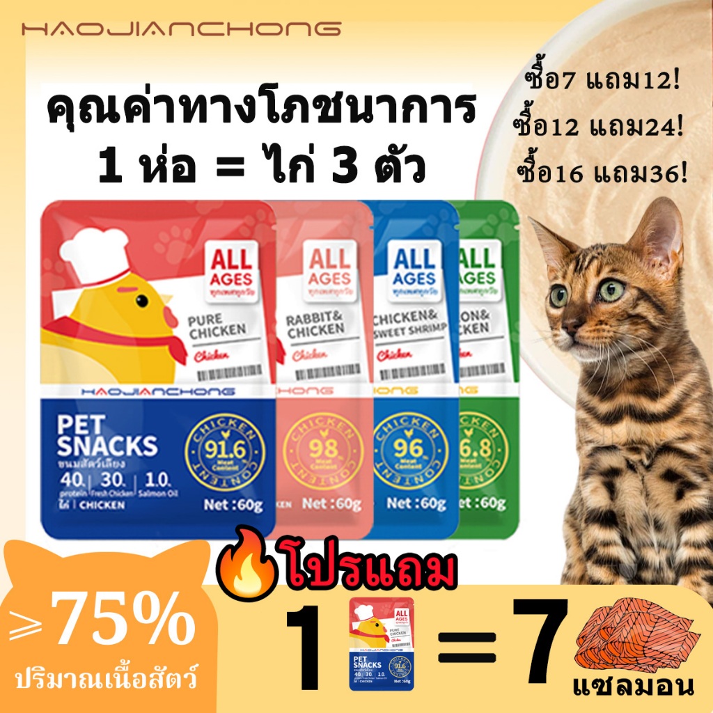 อาหารแมวแบบซอง อาหารเปียกหลายรสชาติ สารอาหารครบถ้วน ปริมาณที่เหมาะสม อาหารแมวแบบซองคุณภาพ 60g