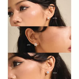 earika.earrings - jewel jasmine stud ต่างหูดอกไม้สีสัน ก้านเงินแท้ชุบทองคำขาว เหมาะสำหรับคนแพ้ง่าย