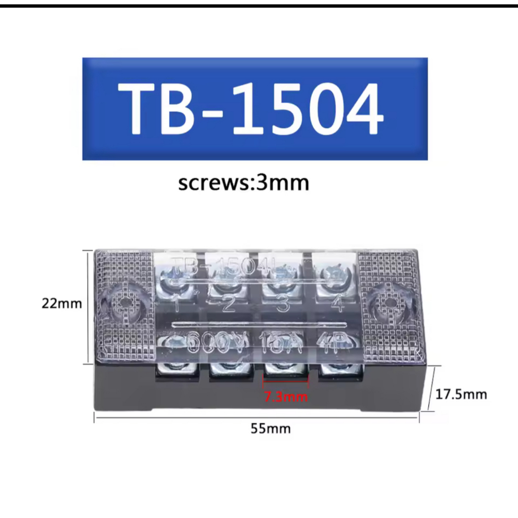 15A TB1504  เทอร์มินอลบล๊อก 4 ช่อง Terminal 4P 15A 600V 1504