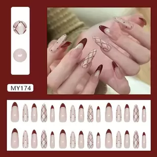 MYส่งจากไทย เล็บปลอม สีลูกแก้วแคทอาย กันน้ำ แถมกาวน้ำ พร้อมติด ครบไซส์ 24 ชิ้น เกรด ABS ดีกว่าเล็บ PVC ทําเล็บ สินค้าพ
