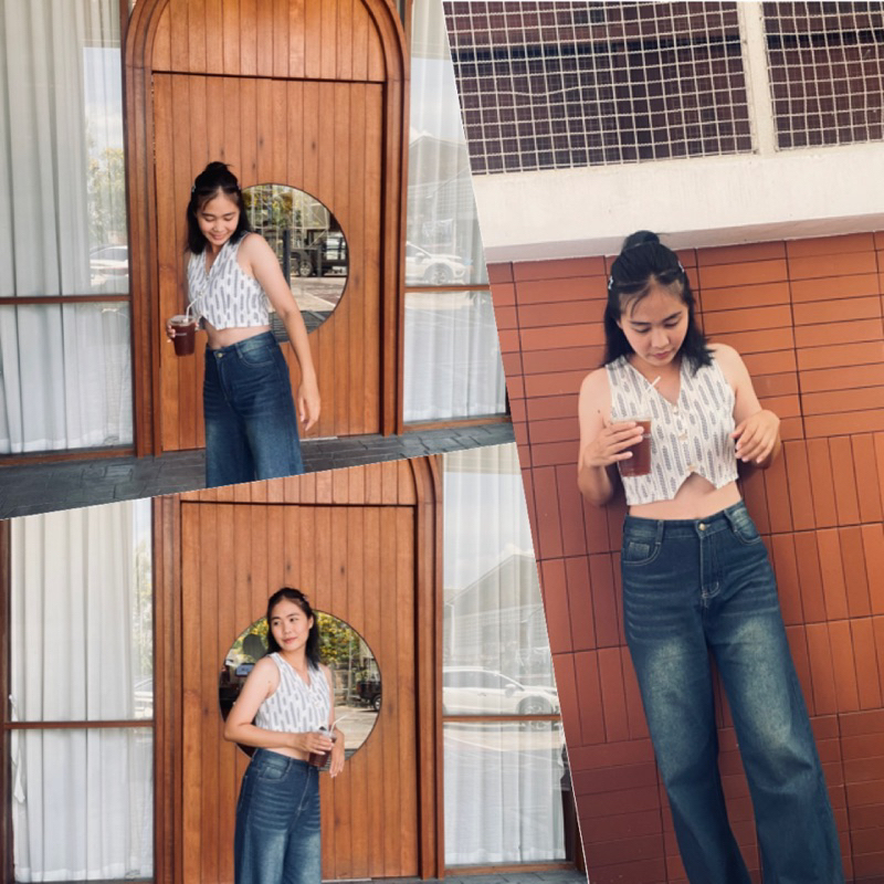 เสื้อกั๊กผ้าฝ้ายทรงครอป เสื้อครอป