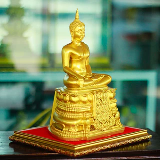 พระพุทธรูปปางมารวิชัย หรือปางชนะมาร เนื้อแร่เหล็กน้ำพี้ ขนาดฐาน7นิ้ว หน้าตัก5นิ้ว สูง10นิ้วแถมฟรีฐานรอง