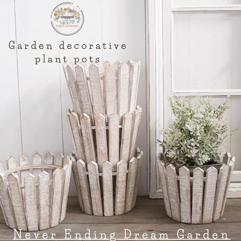 Garden decorative plant pots กระถางต้นไม้แบบไม้ซีก