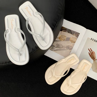 🍓EnJoy🍓พร้อมส่ง (LT-6636) รองเท้าเเตะแฟชั่น ทรงหูหนีบ ดีเทลสวยเรียบง่าย น้ำหนักเบา มีให้เลือก 4 สี