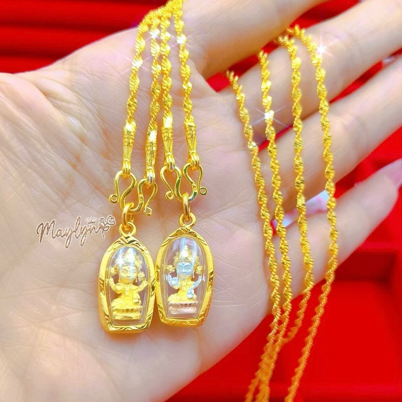 สร้อยพร้อมจี้พระแม่ลักษมี 2สลึง | สร้อยพร้อมจี้ จี้พระเศษทองหุ้ม ทองไมครอนเกรดพรีเมียม ใส่กับทองแท้ได้ สวยเหมือนแท้